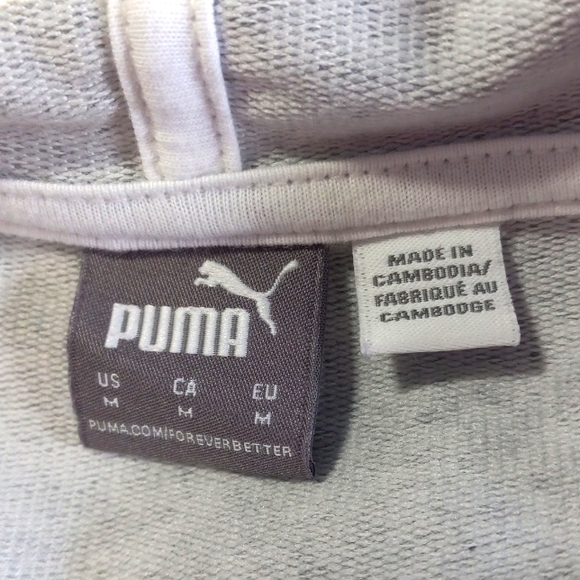 PUMA Gray Crop Longsleeved Sweatshirt Pullover Hoodie SZ Medium - Picture 7 of 9